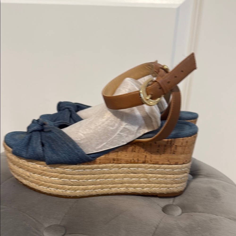 Michael Kors Blue and Tan Espadrille Wedges - Picture 4 of 7